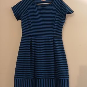 Pixley Navy and Black Striped Midi Dress